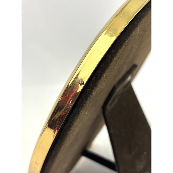 Vintage Solid Brass Oval Footed Picture Frame 5x7 Hand Polished Lacquer Coated - Picture 5 of 8